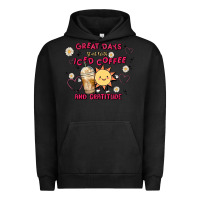 Pigment Black great days start with iced coffee and gratitude Urban Hoodie - MaliasSmallBusiness