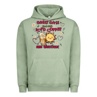 Pigment Oil Green great days start with iced coffee and gratitude Urban Hoodie - MaliasSmallBusiness