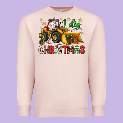 I Dig Christmas Bulldozer Santa Premium Sweatshirt Designed By Jahusdesignshop