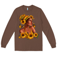 Chestnut Afro American woman sunflowers Long Sleeve Tee - RanaPortraitStore