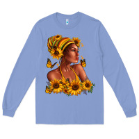 Colony Blue Afro American woman sunflowers Long Sleeve Tee - RanaPortraitStore