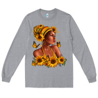 Afro American Woman Sunflowers Long Sleeve Tee | Teevron