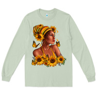 Matcha Afro American woman sunflowers Long Sleeve Tee - RanaPortraitStore