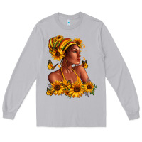 Moon Dust Afro American woman sunflowers Long Sleeve Tee - RanaPortraitStore