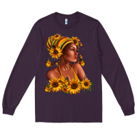 Plum Afro American woman sunflowers Long Sleeve Tee - RanaPortraitStore