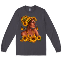 Smoke Afro American woman sunflowers Long Sleeve Tee - RanaPortraitStore