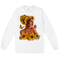 White Afro American woman sunflowers Long Sleeve Tee - RanaPortraitStore