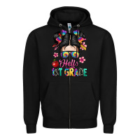 Black hello first grade Zipper Hoodie - texasbilliewilder