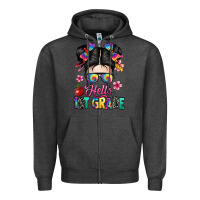 Charcoal Heather hello first grade Zipper Hoodie - texasbilliewilder