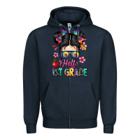 Navy hello first grade Zipper Hoodie - texasbilliewilder