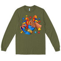 Army Green Autism afro girl sneakers Long Sleeve Tee - RanaPortraitStore