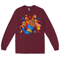 Burgundy Autism afro girl sneakers Long Sleeve Tee - RanaPortraitStore