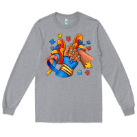 Heather Grey Autism afro girl sneakers Long Sleeve Tee - RanaPortraitStore