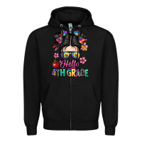 Black hello fourth grade Zipper Hoodie - texasbilliewilder