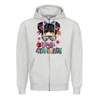 Dove Grey hello fourth grade Zipper Hoodie - texasbilliewilder