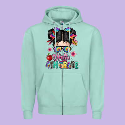 Hello Fourth Grade Zipper Hoodie Designed By Texasbilliewilder