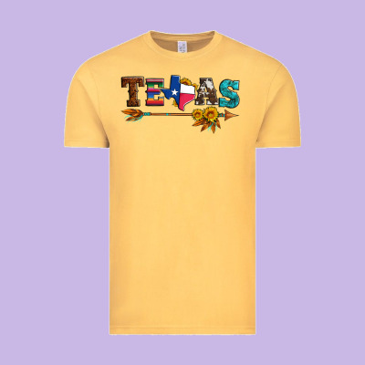 Texas With Arrow And Sunflowers Vintage Tee Designed By Artiststas