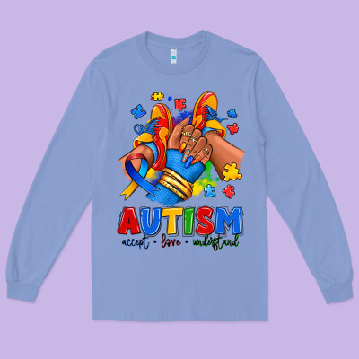 Long Sleeve Tee Autism accept love understand afro girl sneakers