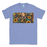 Colony Blue Cow With Aztec Leopard And Sunflower Classic Tee - RanaPortraitStore