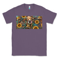 Lavender Cow With Aztec Leopard And Sunflower Classic Tee - RanaPortraitStore