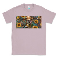 Lilac Cow With Aztec Leopard And Sunflower Classic Tee - RanaPortraitStore