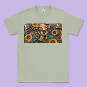 Cow With Aztec Leopard And Sunflower Classic Tee Designed By Ranaportraitstore