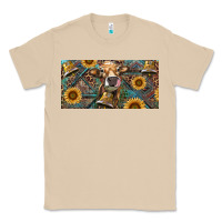 Mushroom Cow With Aztec Leopard And Sunflower Classic Tee - RanaPortraitStore