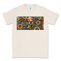 Natural Cow With Aztec Leopard And Sunflower Classic Tee - RanaPortraitStore