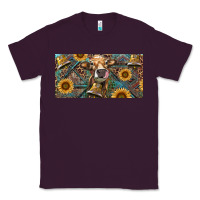 Plum Cow With Aztec Leopard And Sunflower Classic Tee - RanaPortraitStore