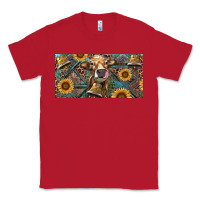 Red Cow With Aztec Leopard And Sunflower Classic Tee - RanaPortraitStore