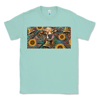 Seafoam Cow With Aztec Leopard And Sunflower Classic Tee - RanaPortraitStore