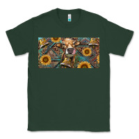 Sports Green Cow With Aztec Leopard And Sunflower Classic Tee - RanaPortraitStore
