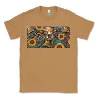 Toasted Coconut Cow With Aztec Leopard And Sunflower Classic Tee - RanaPortraitStore