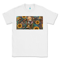 White Cow With Aztec Leopard And Sunflower Classic Tee - RanaPortraitStore