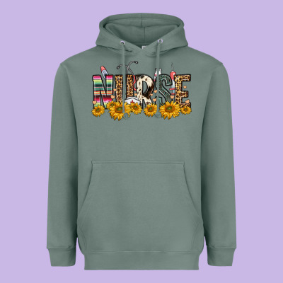 Nurse Sunflower Heavyweight Hoodie Designed By Fadigitalartstudio