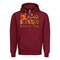 Burgundy thankful blessed and kind of a mess Zipper Hoodie - Zillion Design Studio