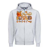 Heather Grey thankful blessed and kind of a mess Zipper Hoodie - Zillion Design Studio