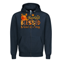 Navy thankful blessed and kind of a mess Zipper Hoodie - Zillion Design Studio