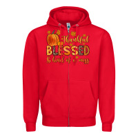 Red thankful blessed and kind of a mess Zipper Hoodie - Zillion Design Studio