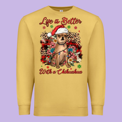 Christmas Life Is Better With A Chihuahua Premium Sweatshirt Designed By Jahusdesignshop
