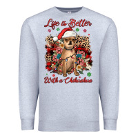 Heather Grey christmas life is better with a chihuahua Premium Sweatshirt - JahusDesignShop