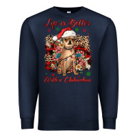 Navy christmas life is better with a chihuahua Premium Sweatshirt - JahusDesignShop