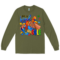 Army Green Be a kind sole Autism afro girl sneakers Long Sleeve Tee - RanaPortraitStore