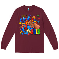 Burgundy Be a kind sole Autism afro girl sneakers Long Sleeve Tee - RanaPortraitStore