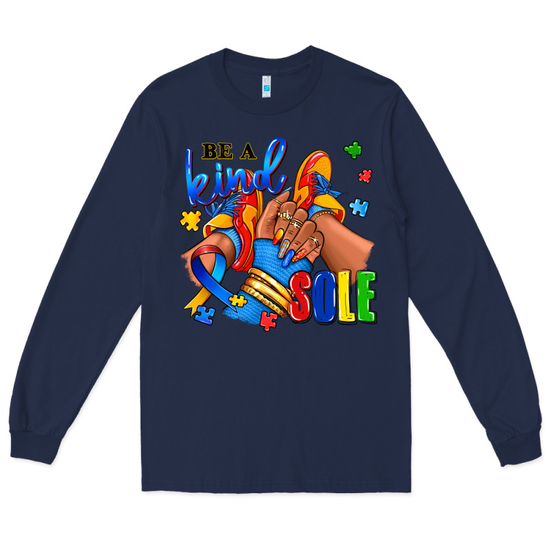 Be A Kind Sole Autism Afro Girl Sneakers Long Sleeve Tee by RanaPortraitStore | Teevron