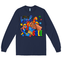 Navy Be a kind sole Autism afro girl sneakers Long Sleeve Tee - RanaPortraitStore