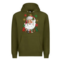 Army Green Believe Christmas Premium Hoodie - NancyCooperArtShop