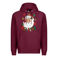 Burgundy Believe Christmas Premium Hoodie - NancyCooperArtShop