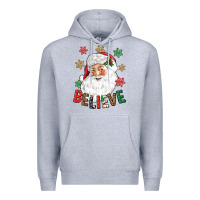 Heather Grey Believe Christmas Premium Hoodie - NancyCooperArtShop
