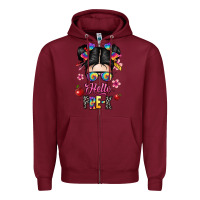 Burgundy hello pre k Zipper Hoodie - texasbilliewilder